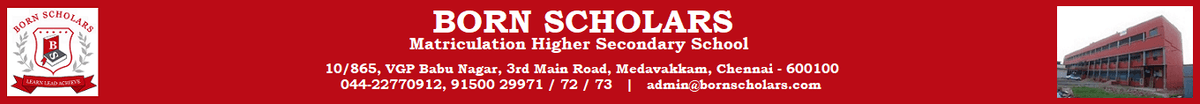 Born Scholars Matriculation Higher Secondary School Medavakkam, Chennai logo Born Scholars Matriculation Higher Secondary School Medavakkam, Chennai logo